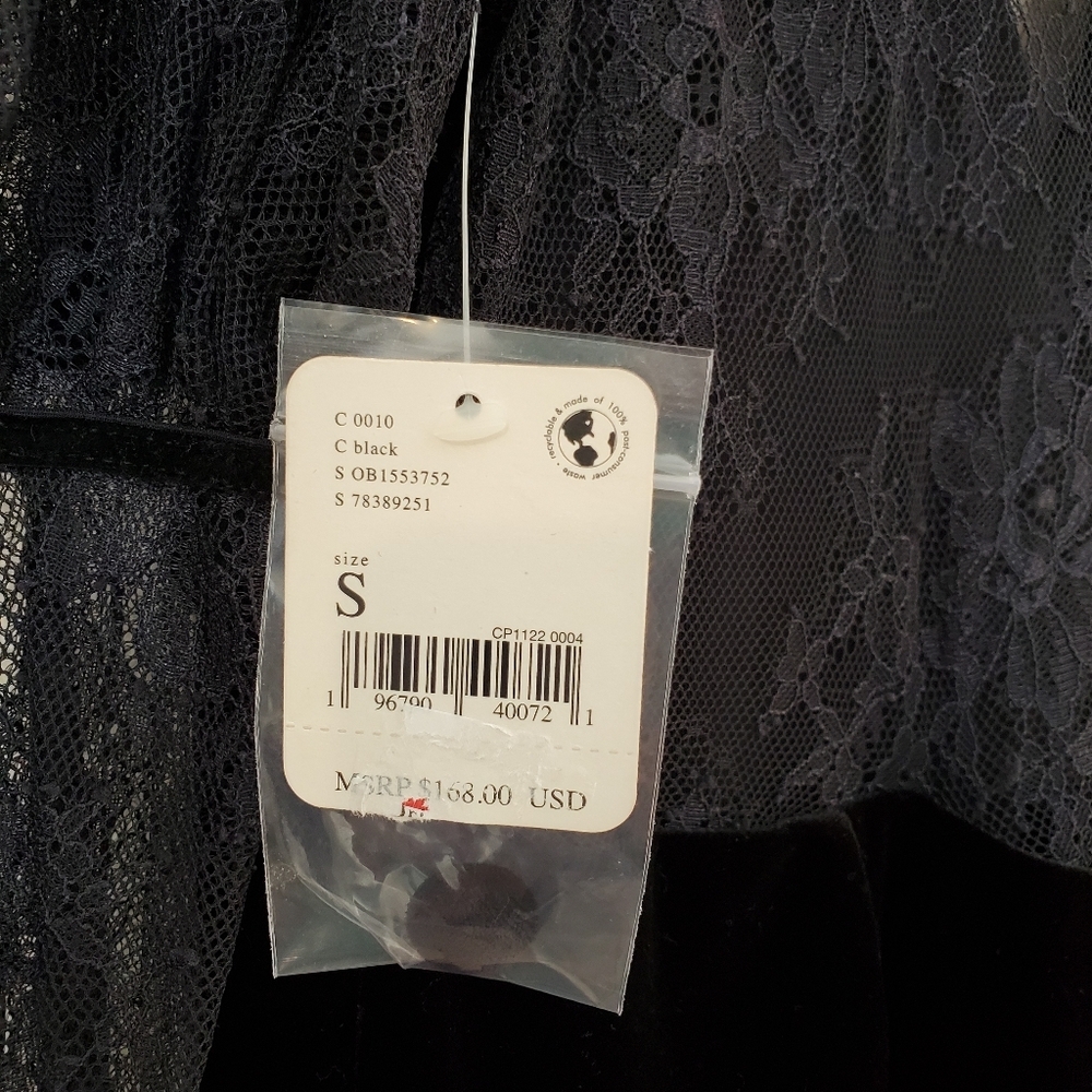 Free People Midnight Hour Black Lace Velvet Mini Dress Size S - Picture 6 of 9